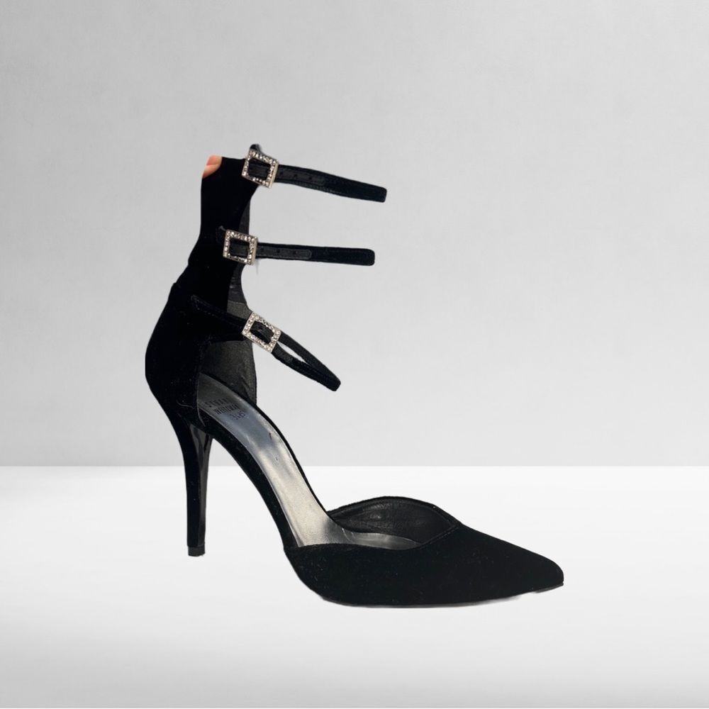 Stuart Weitzman Privacy Velvet Ankle Strap Pointed Toe Stiletto Pumps